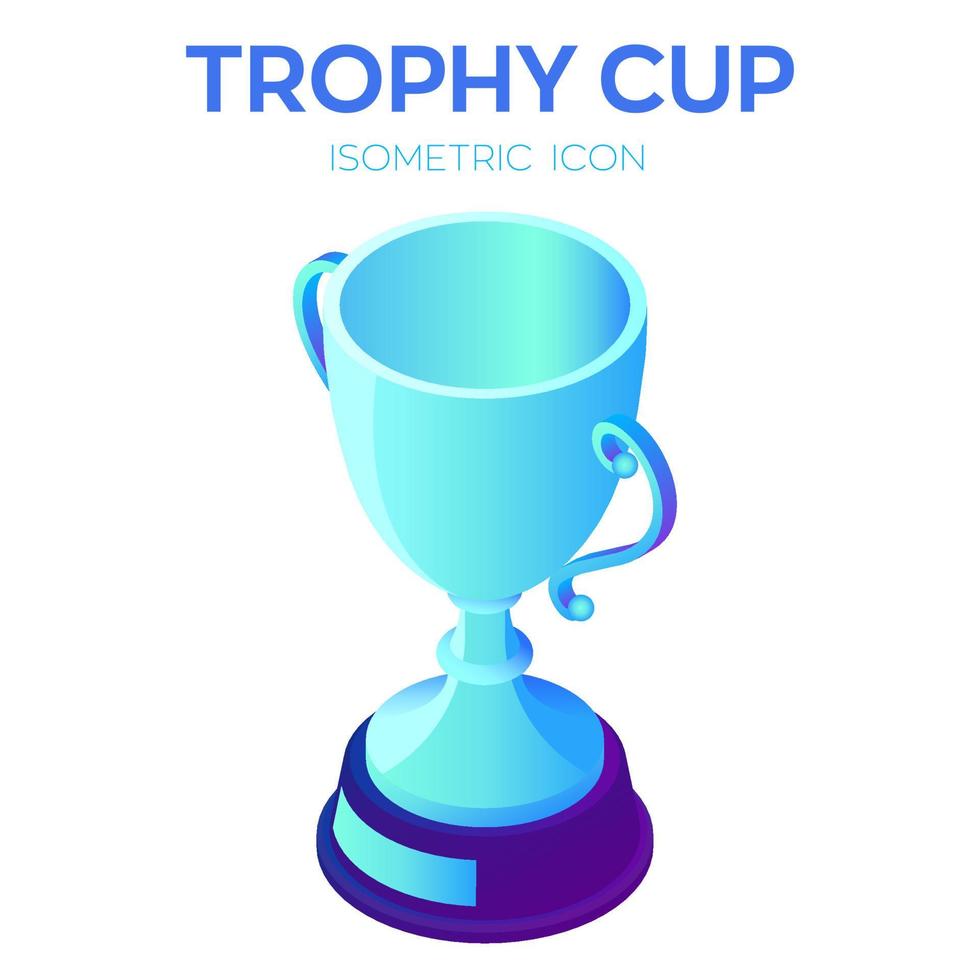 icono de copa de trofeo. premio, ganador o campeón copa icono isométrico 3d. creado para móvil, web, decoración, productos impresos, aplicación. perfecto para diseño web, banner y presentación. ilustración vectorial. vector