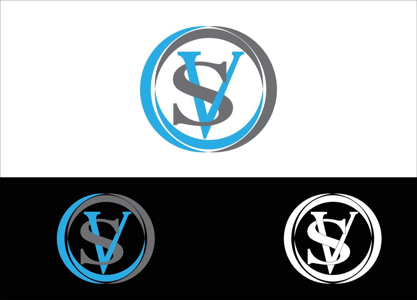 Initial Letter SV Logo or Icon Design Vector Image Template