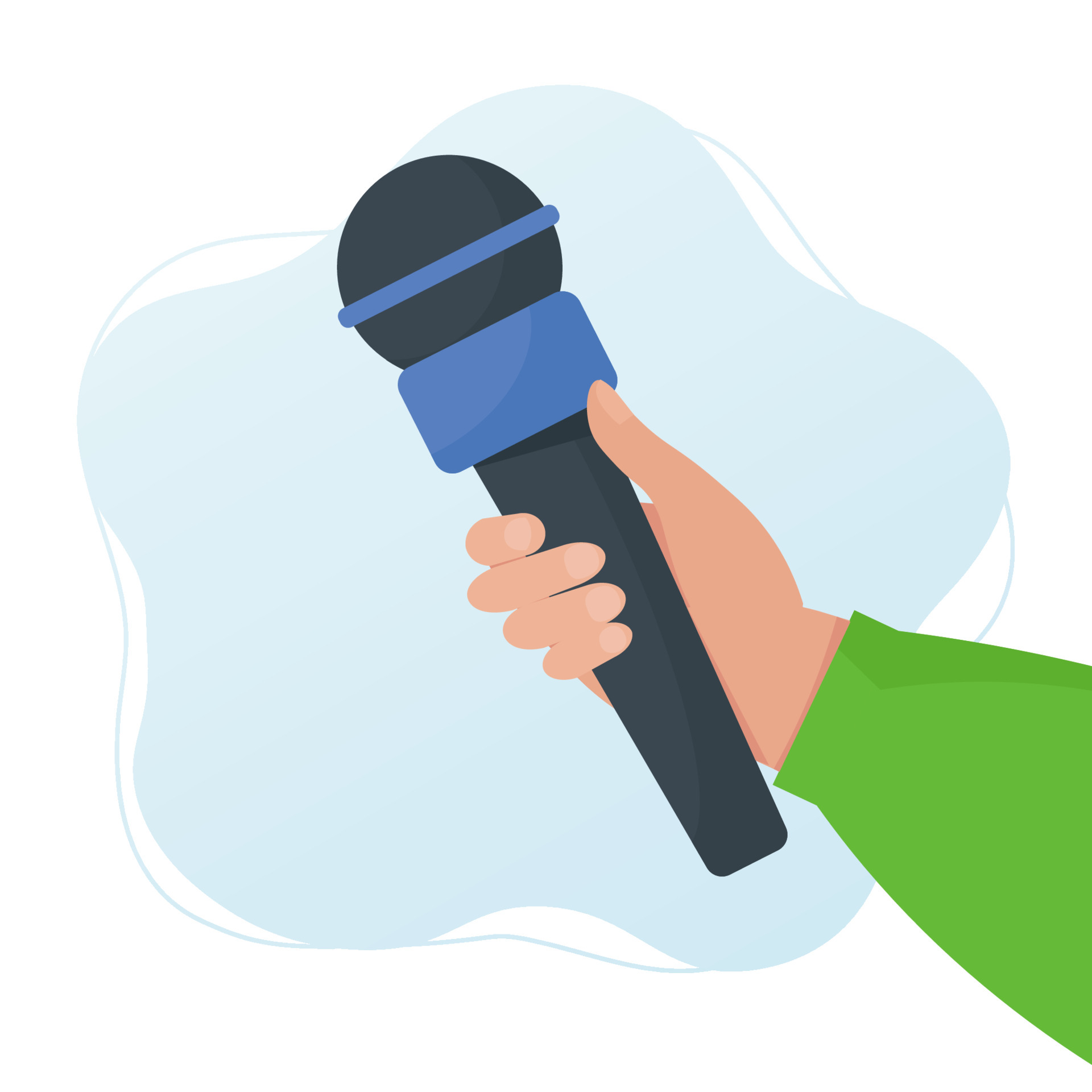 Hand holding the microphone. Flat design vector illustration. Live news,  journalist, interview concpt. 4272656 Vector Art at Vecteezy