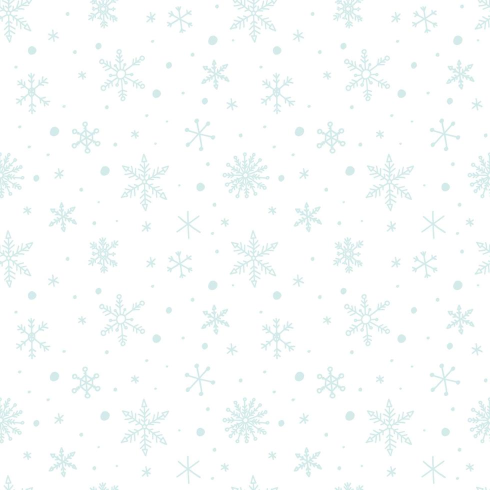 Seamless pattern with snowflakes. Endless vector snowfall. Winter 2022. Winter vector illustration.