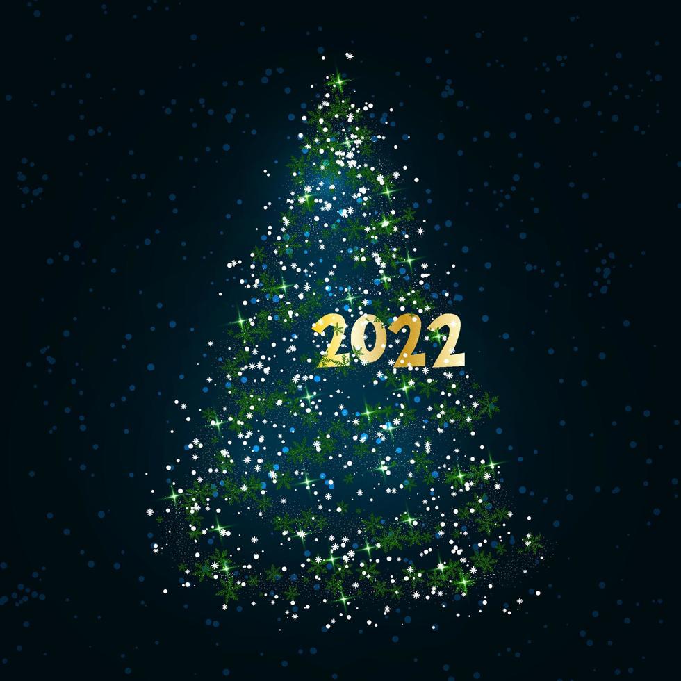 Magic Of Christmas 2022 Magic Green Christmas Tree Of Snowflakes On A Dark Blue Background. Merry  Christmas And Happy New Year 2022. Vector Illustration. 4272721 Vector Art  At Vecteezy