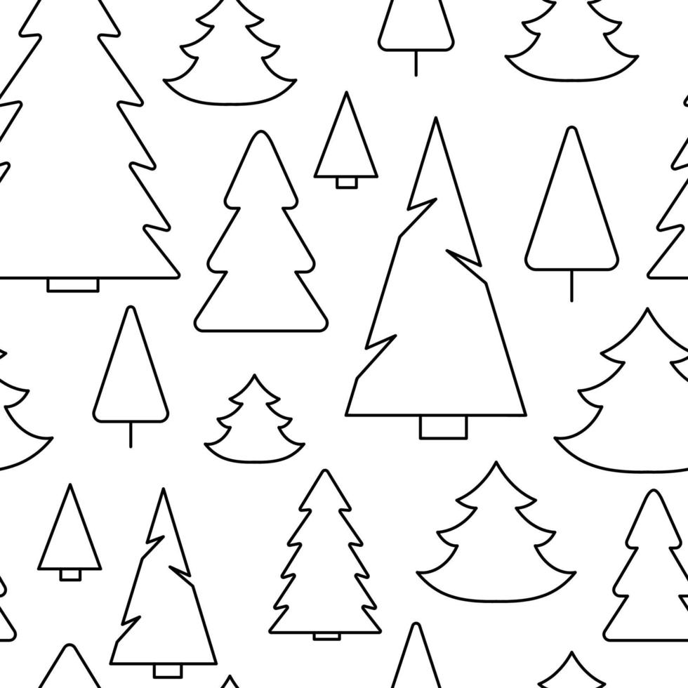 patrón sin fisuras de simples árboles de Navidad. fondo de invierno sin fin. ilustración vectorial en blanco y negro. vector