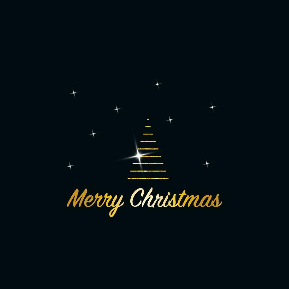 Sparkling Christmas Tree. Golden Metallic glitter icon on a dark blue background. Merry Christmas and Happy New Year 2022. Vector illustration.