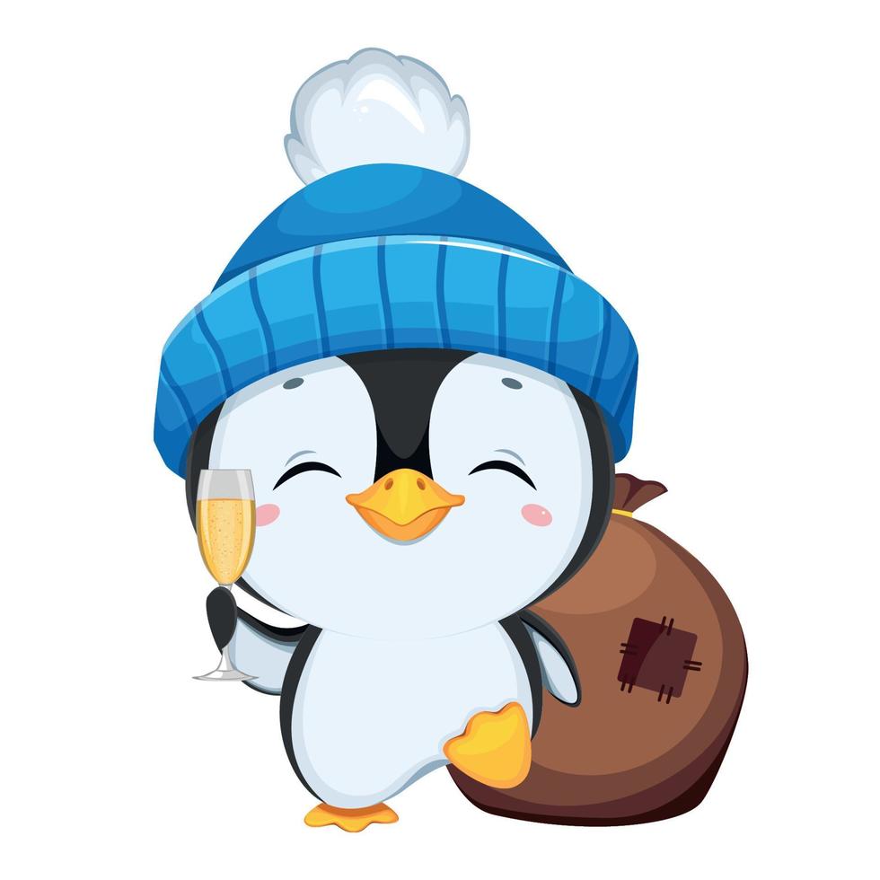 lindo personaje de dibujos animados de pingüinos. pingüino gracioso vector