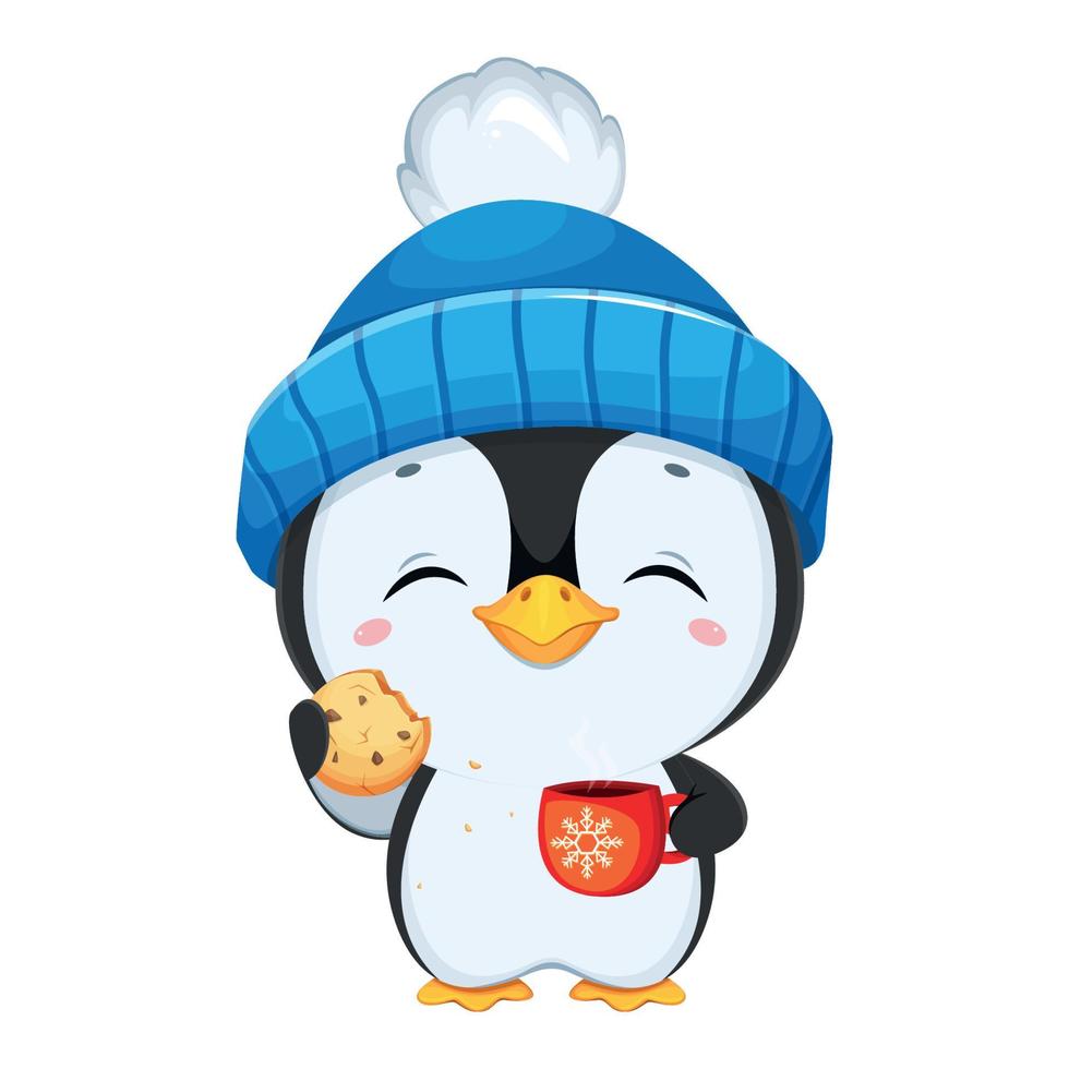 Cute penguin cartoon character. Funny penguin vector