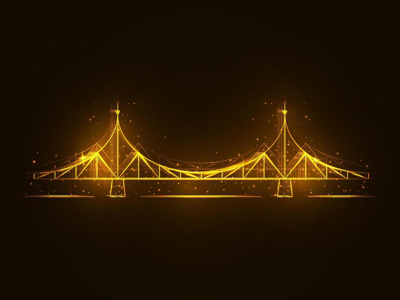 tver es la ciudad de rusia. el puente viejo es el principal símbolo de la ciudad. ilustración vectorial. un puente de oro mágico resplandeciente. vector