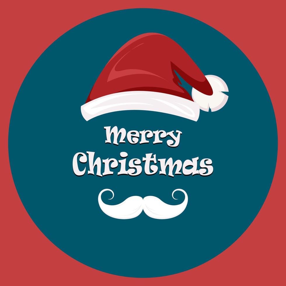 feliz navidad, tarjeta de felicitación, con, santa, sombrero, y, barba vector