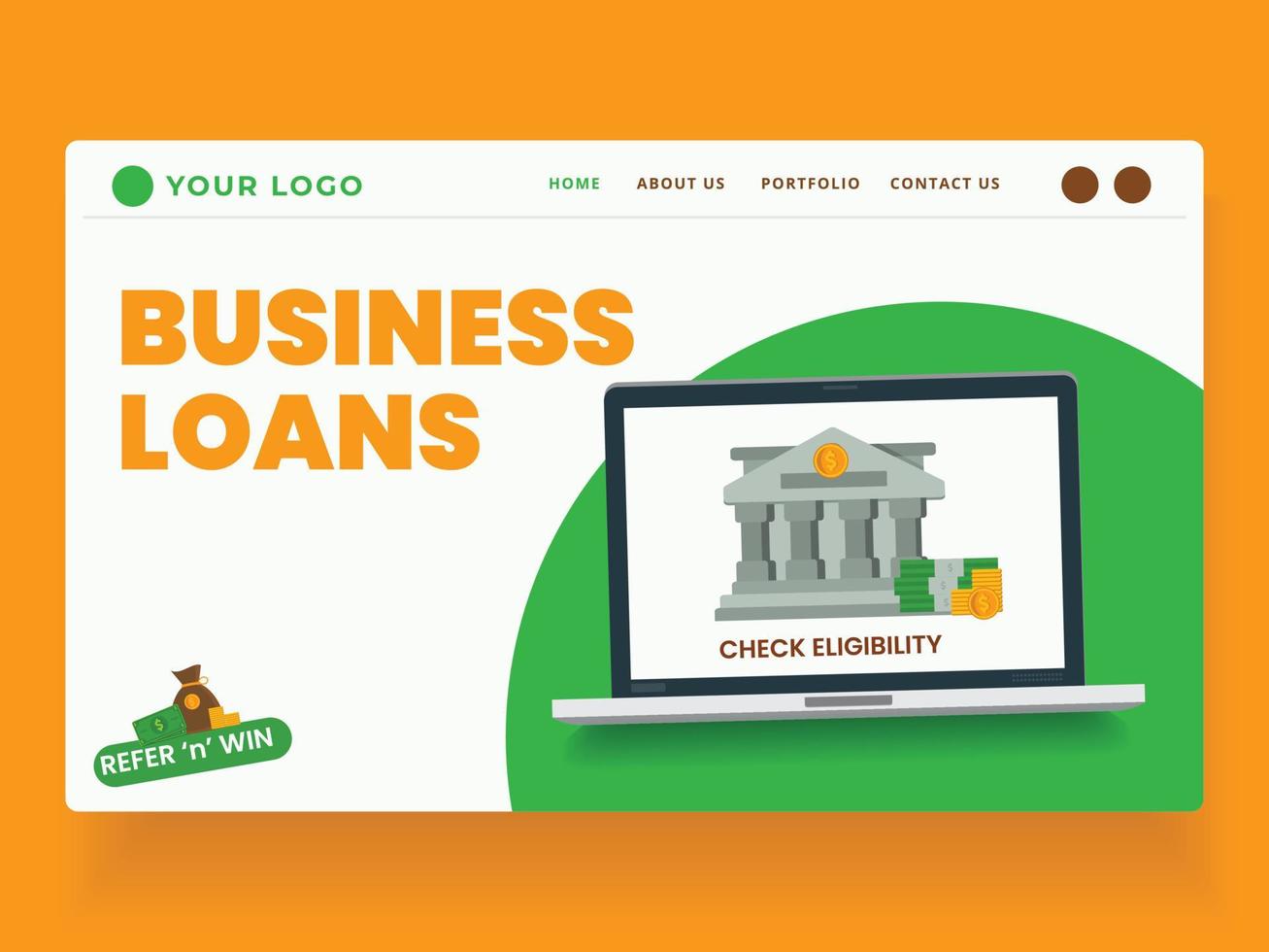Creative website landing page vector illustration for business loans and banking businesses