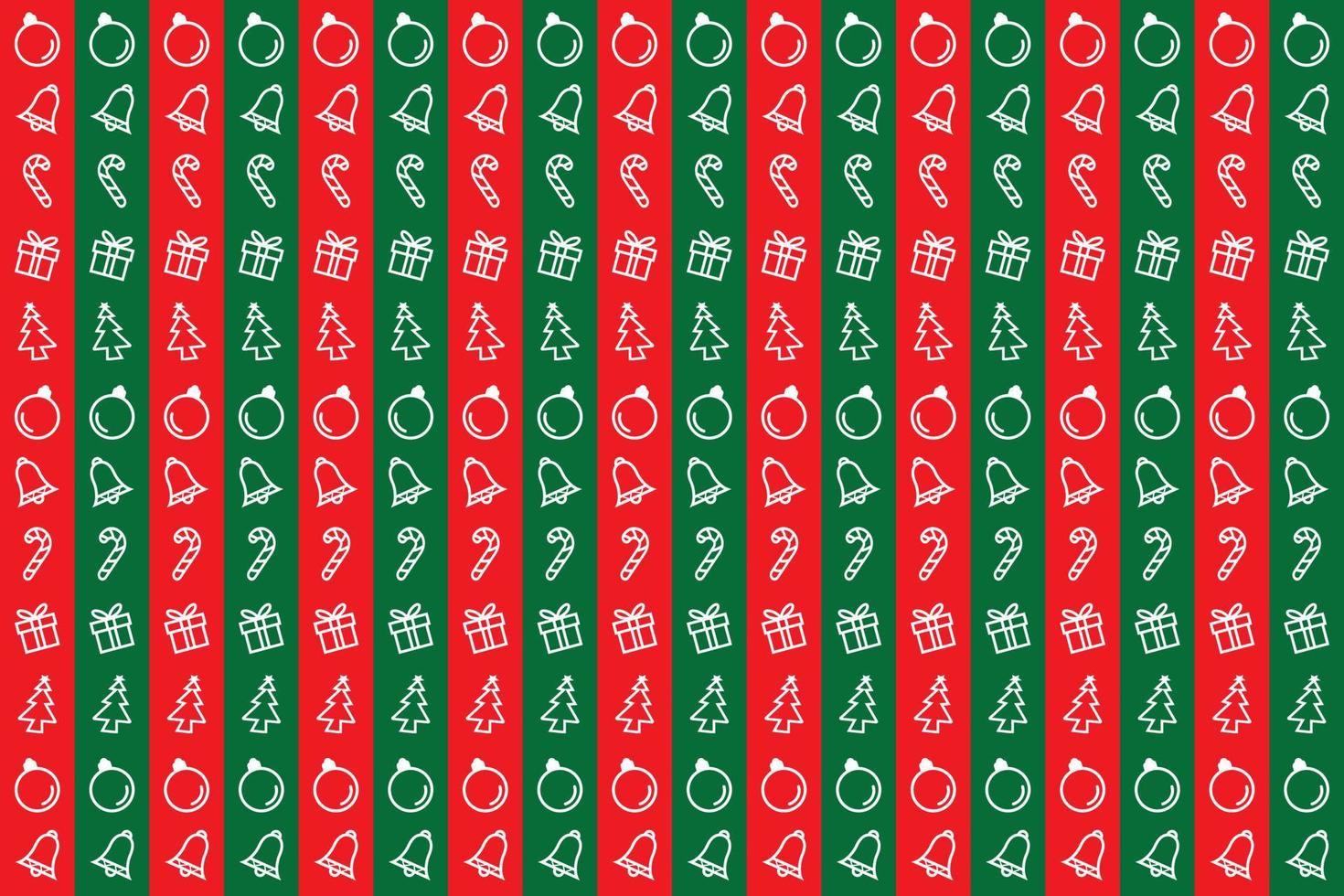 Beautiful red and green pattern background with illustration of Christmas decorative objects for holidays vector