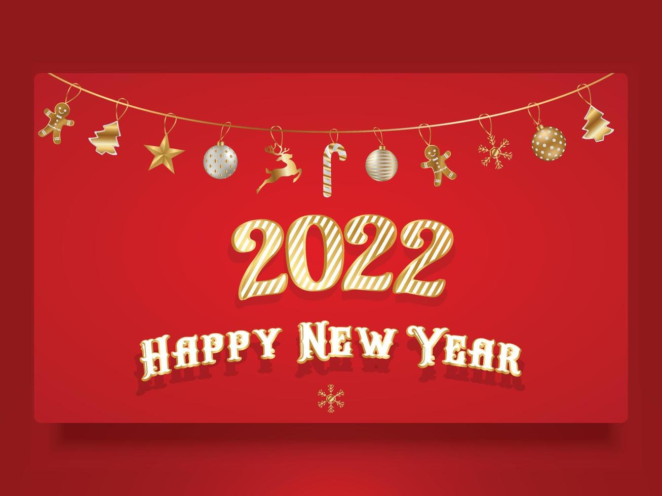 Happy New Year 2022 creative vector illustration with decorative objects