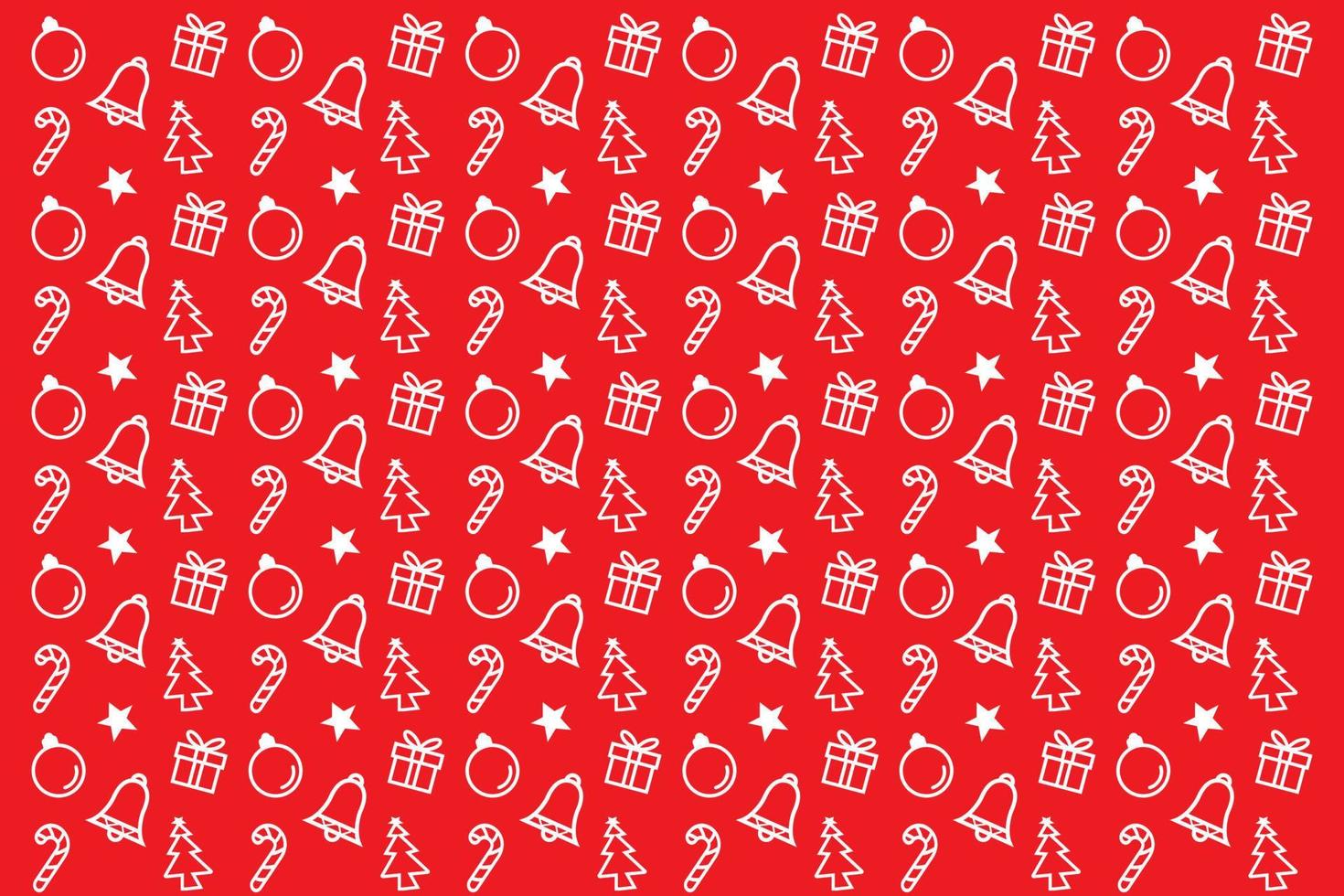 Patrón de objetos decorativos navideños en diseño de fondo rojo vector