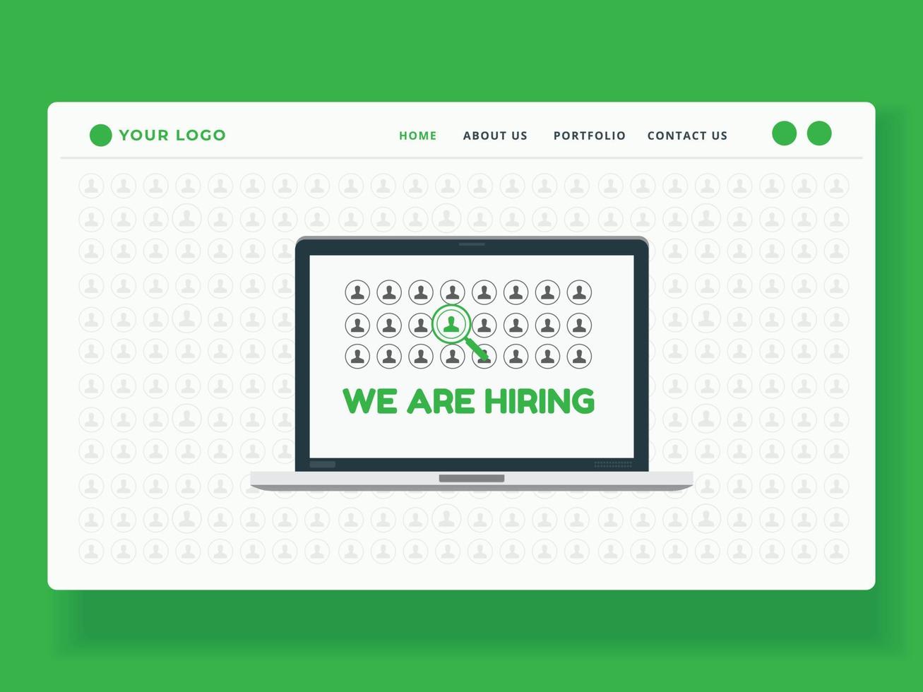 Creative recruitment concept landing page design with the text We are hiring vector