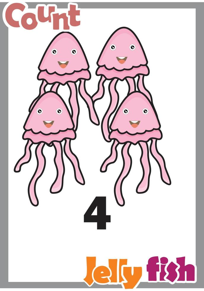 number the jellyfish number 4 vector