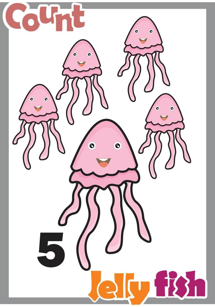 number the jellyfish number 5 vector