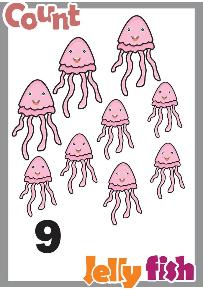 number the jellyfish number 9 vector
