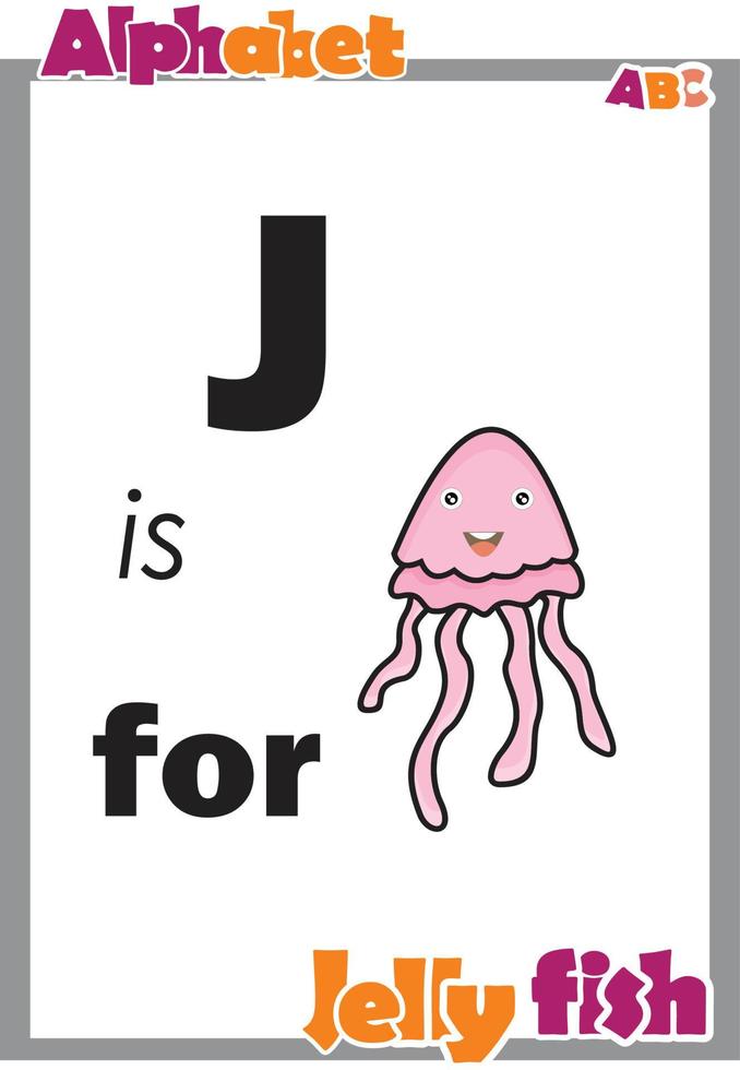 alphabet animal letter j with jellyfish vector