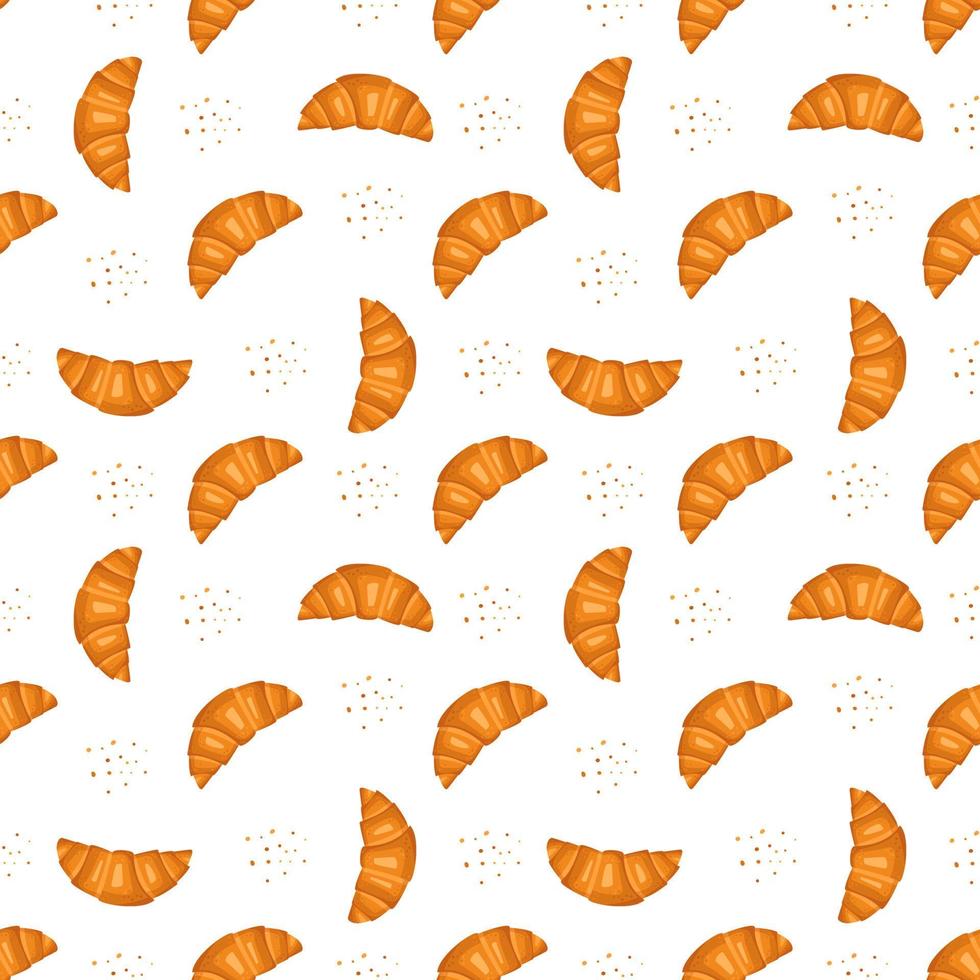 Seamless pattern with croissants. Cute print with pastries for cafe and restaurant menus, textiles, paper and design. Vector flat illustration