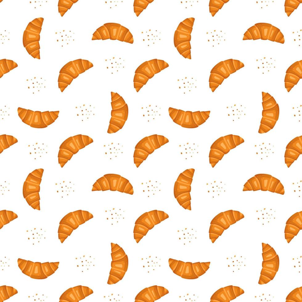 patrón sin fisuras con croissants. lindo estampado con pasteles para menús de cafés y restaurantes, textiles, papel y diseño. vector ilustración plana