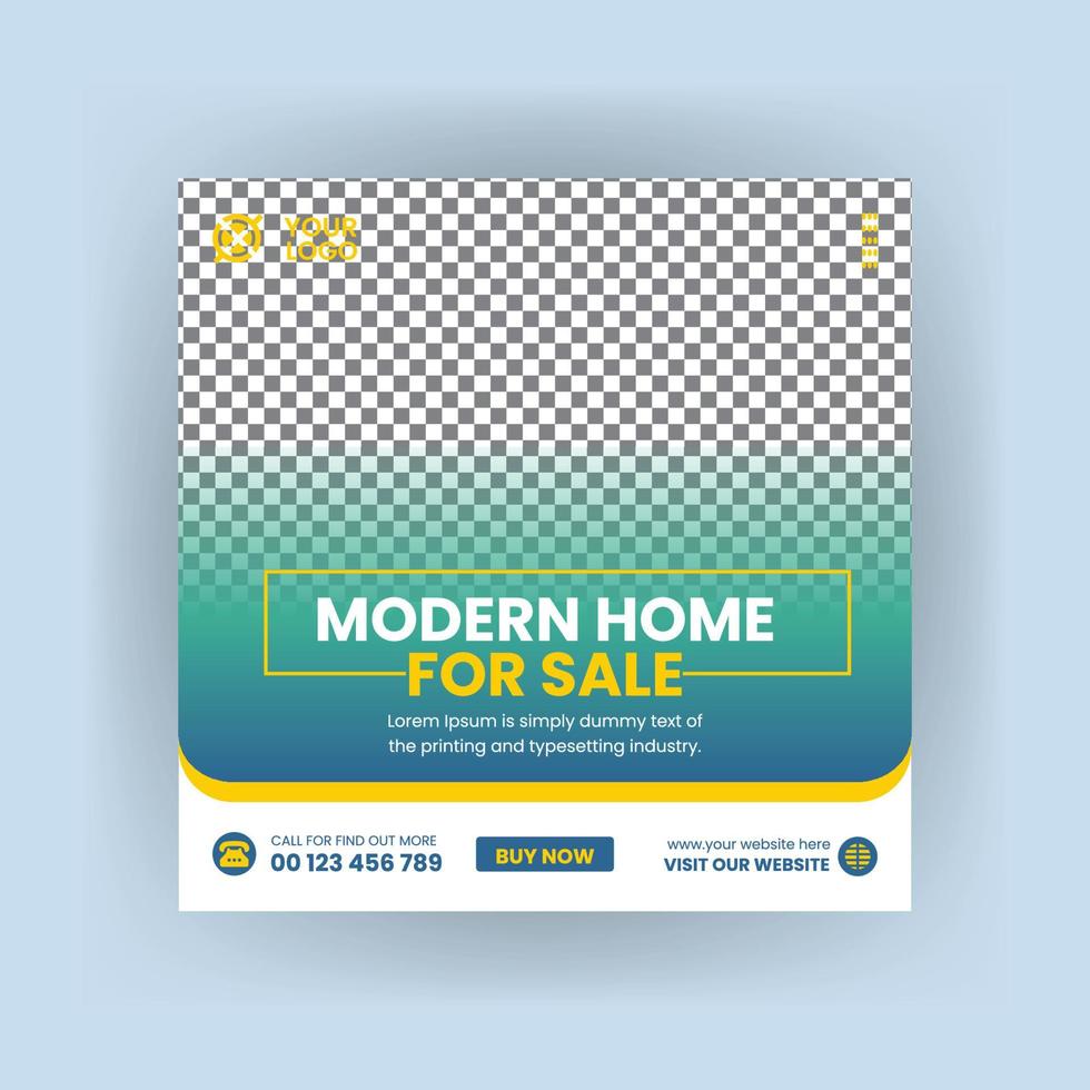 Real estate social media post house property Instagram post, or square web banner design vector