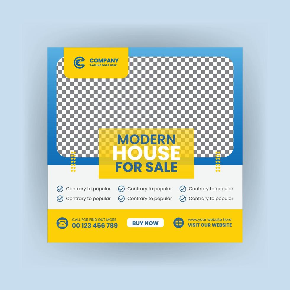 Real estate social media post house property Instagram post, or square web banner design vector