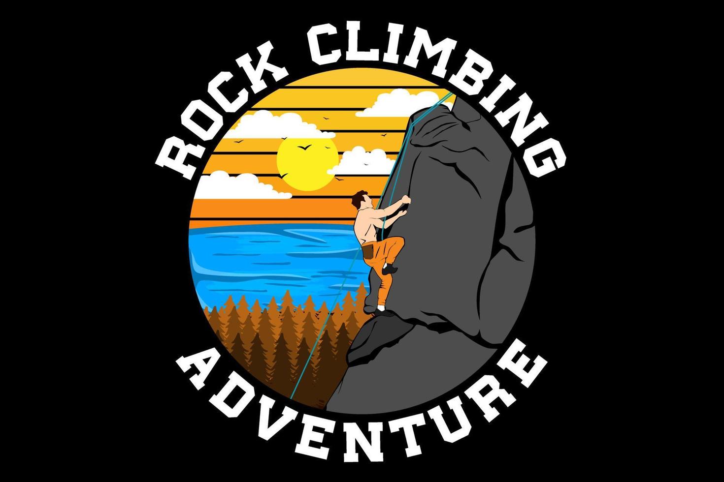 Rock climbing adventure design silhouette vintage retro vector