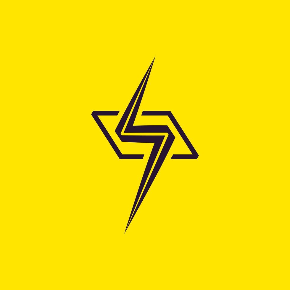 Black lightning icon illustration vector