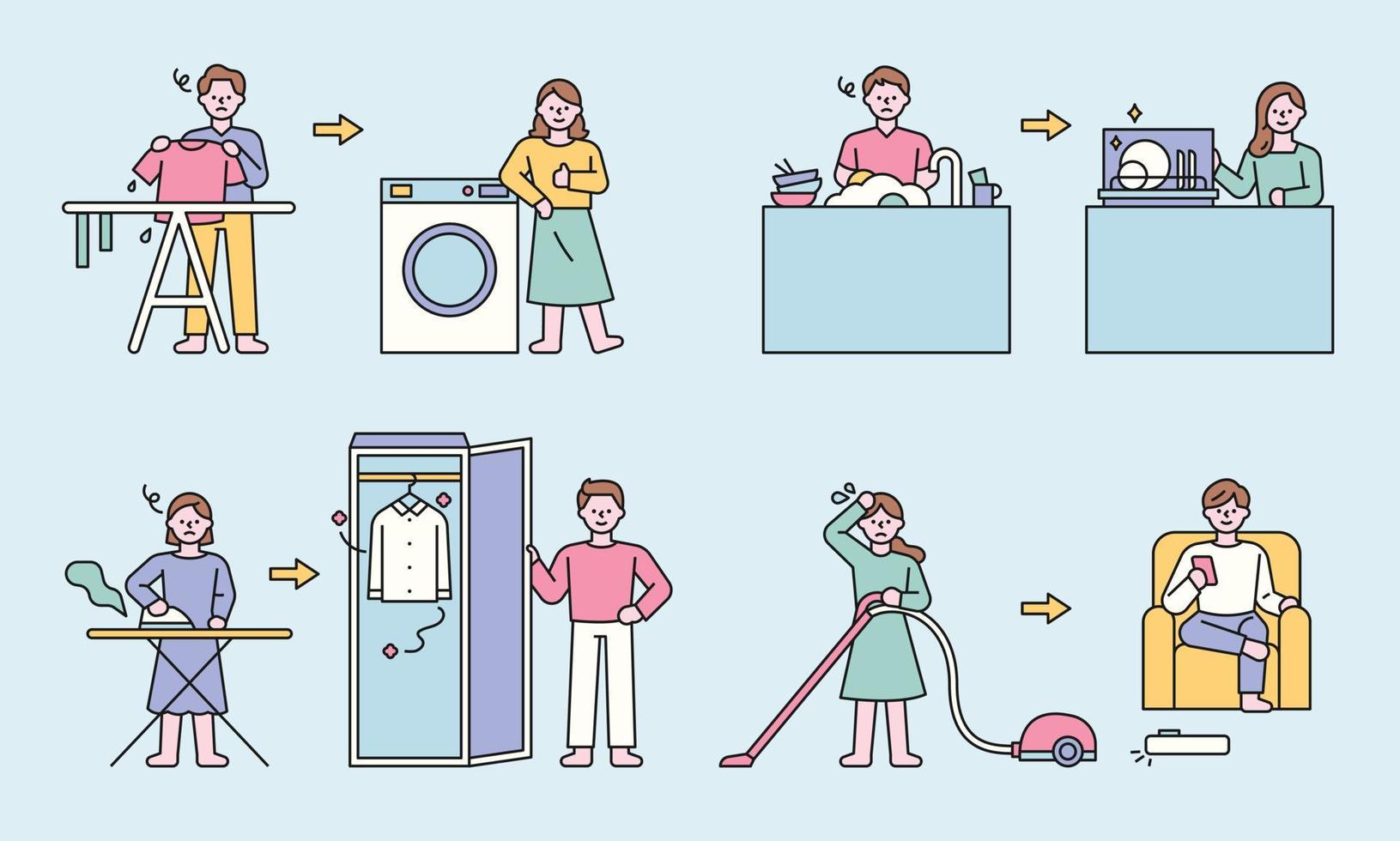 The inventions of convenient household appliances. vector