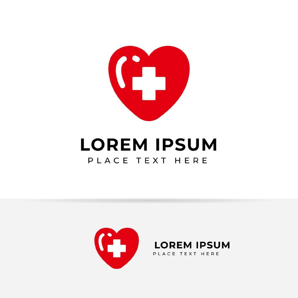 Heart care with hospital plus sign vector illustration. Heart vector icon symbol.