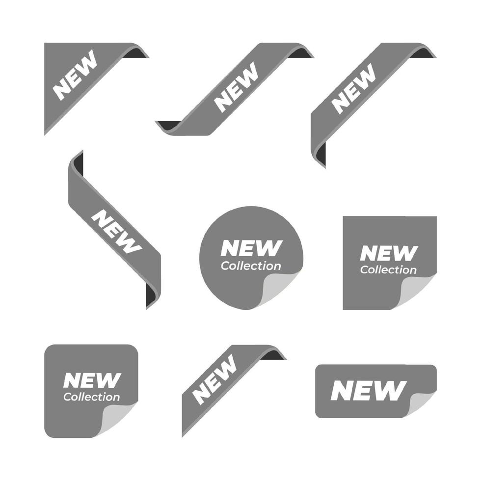 Price tags vector collection. Ribbon sale banners isolated. New collection offers vector sticker designs