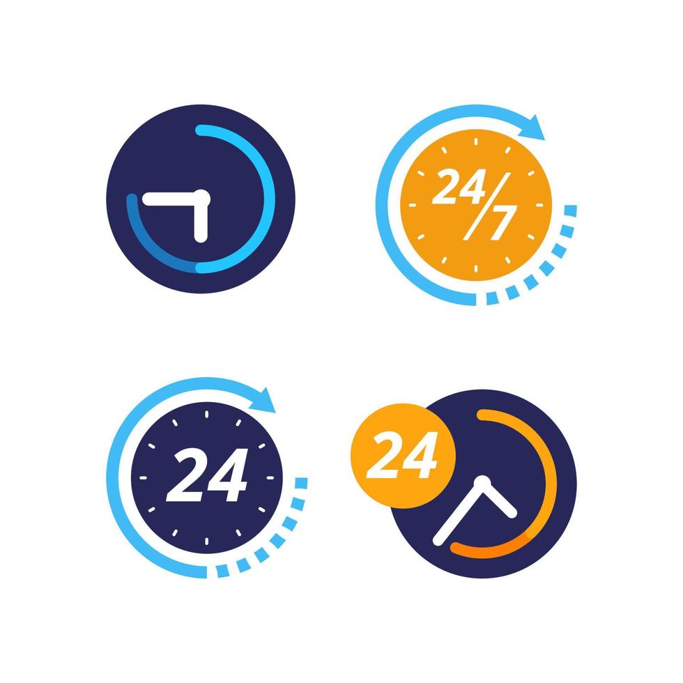 24 hour service support icon. Clock icon vector design