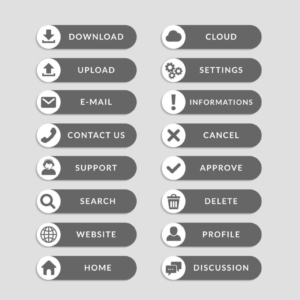 flat web button design. simple design of ui web buttons vector