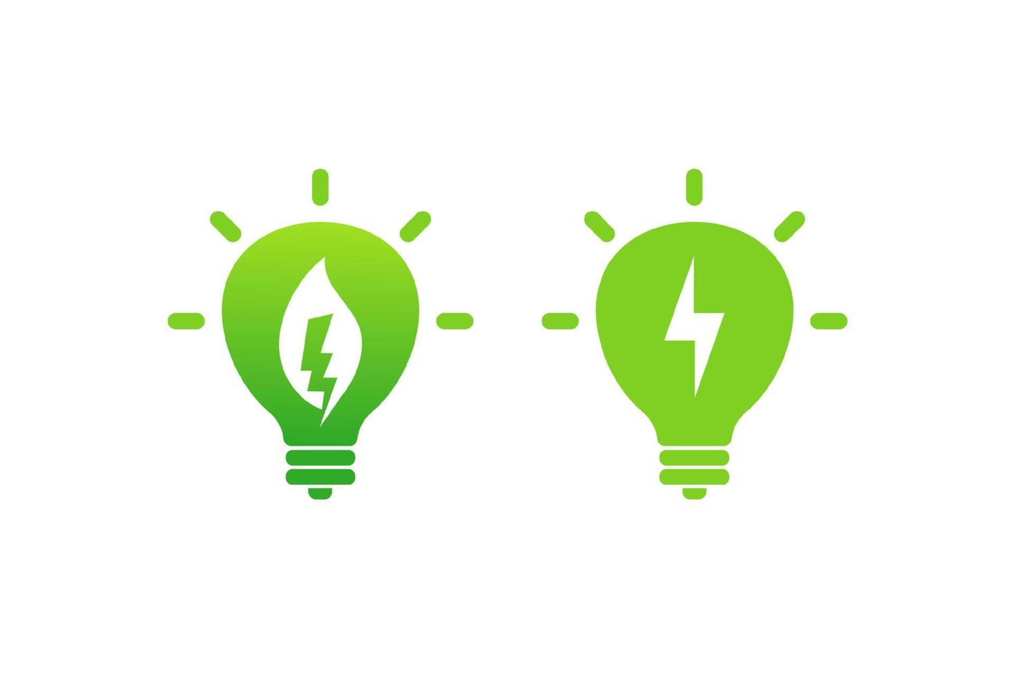 Eco green energy icons signs isolated on bulb shape vector