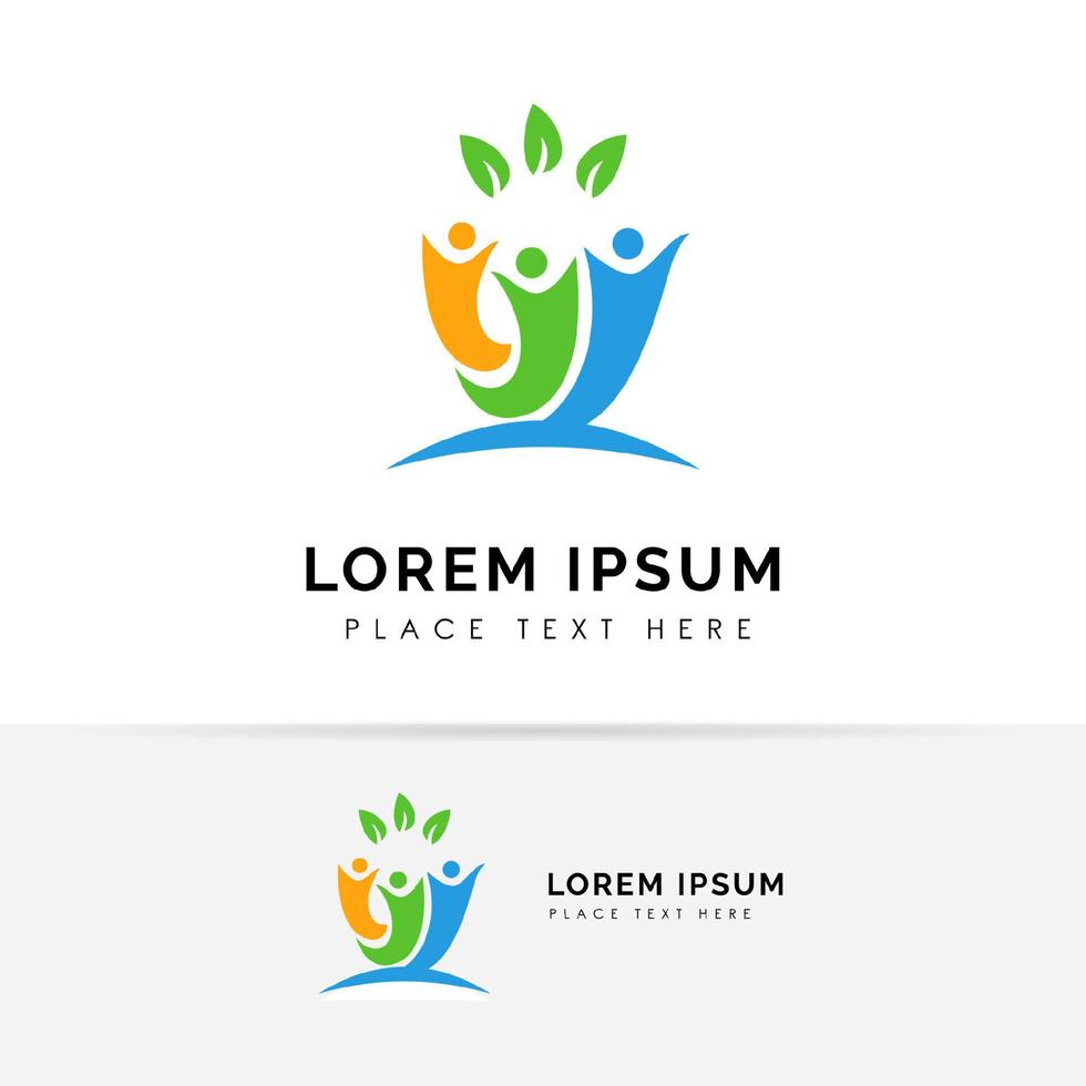 family care logo design vector. Adoption and social network logo design template vector