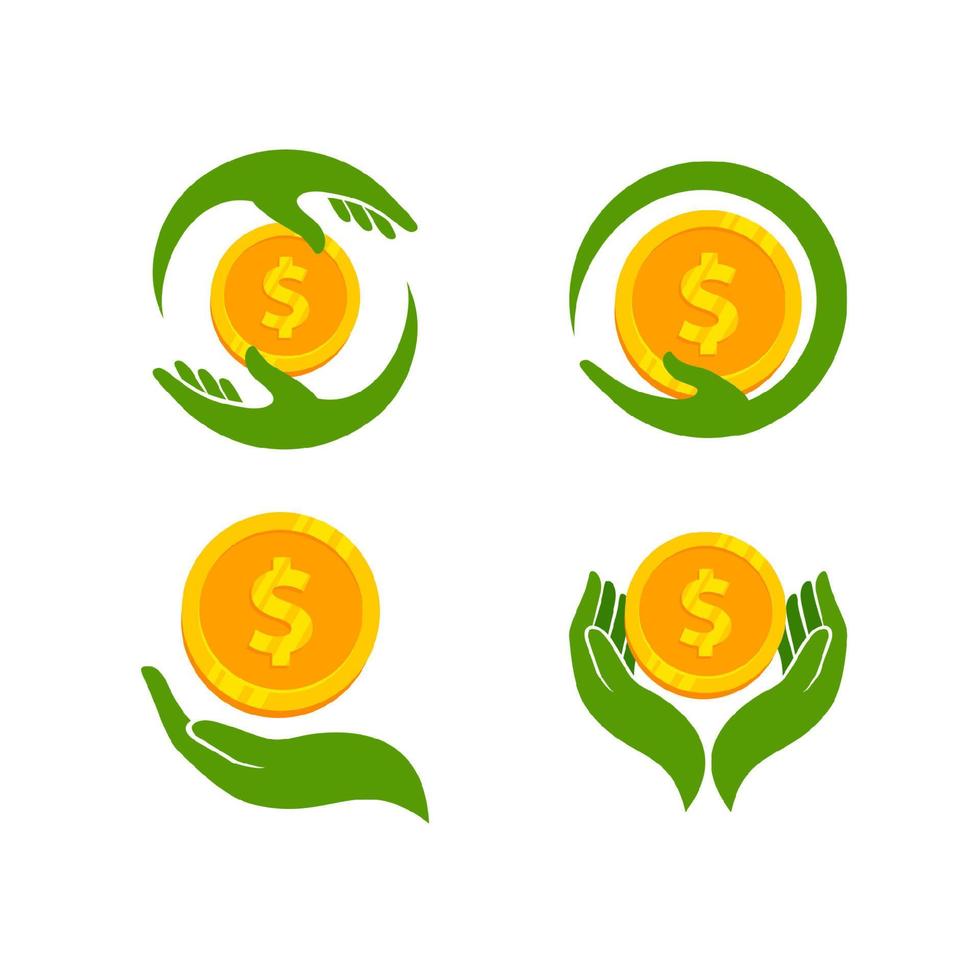 Ilustración de icono de vector de mano y dinero. diseño de símbolo de icono de ahorro de dinero.