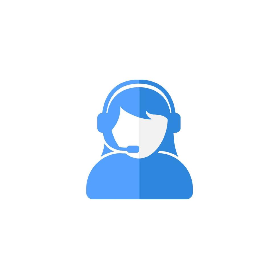 Customer support or customer service agent with headset flat vector icon designs