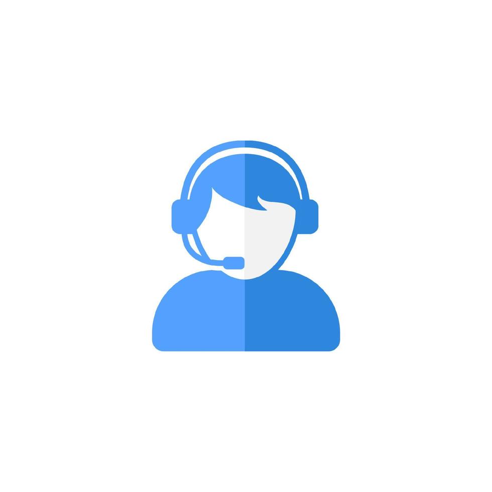 Customer support or customer service agent with headset flat vector icon designs