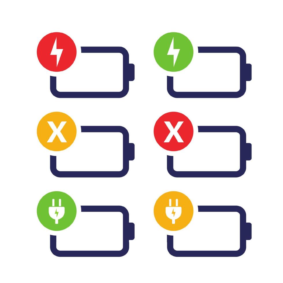 battery charge level indicators icon sign symbol. Discharged and fully charged battery smartphone icon vector