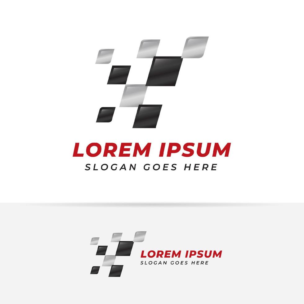 modern checkered flag logo template. Race flag vector icon symbol design