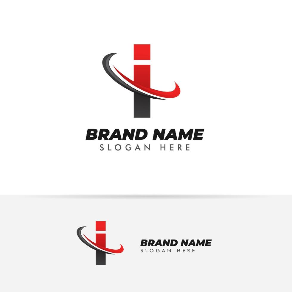 letter I logo symbol with swoosh designs vector