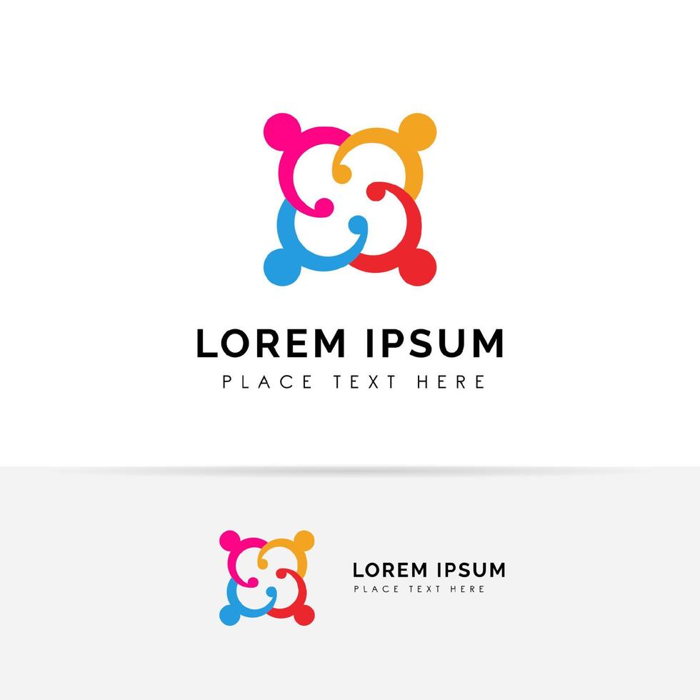 vector de diseño de logotipo de trabajo en equipo y comunidad. Adopción y plantilla de diseño de logotipo de red social.