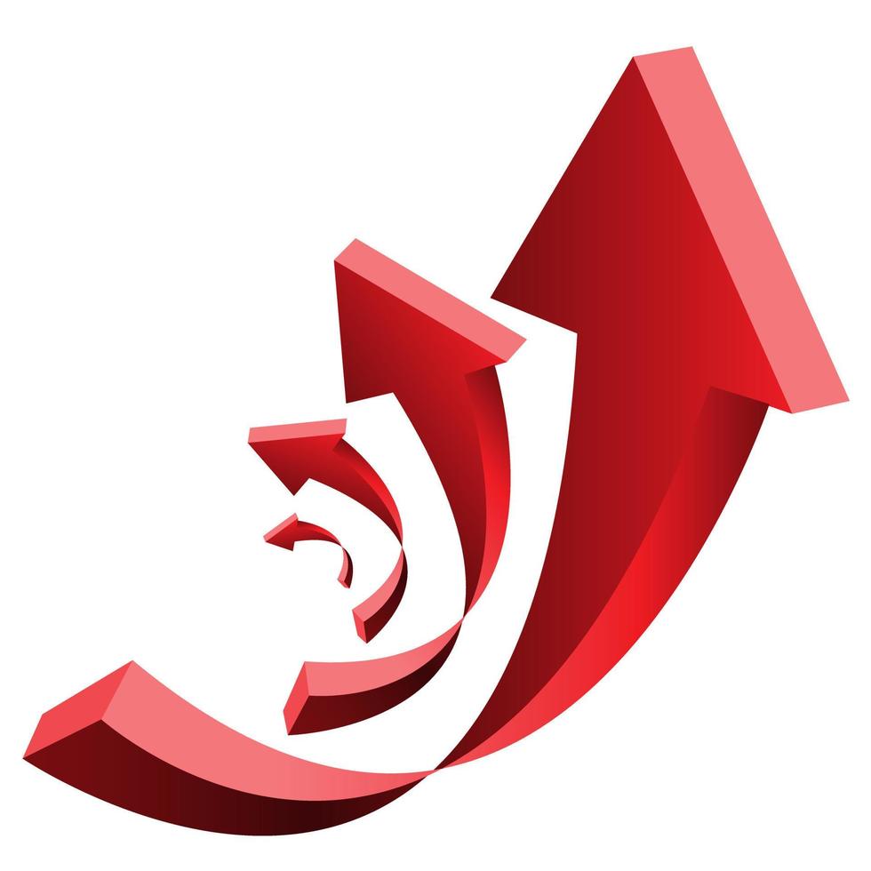 Arrow red spiral 3D on white background vector