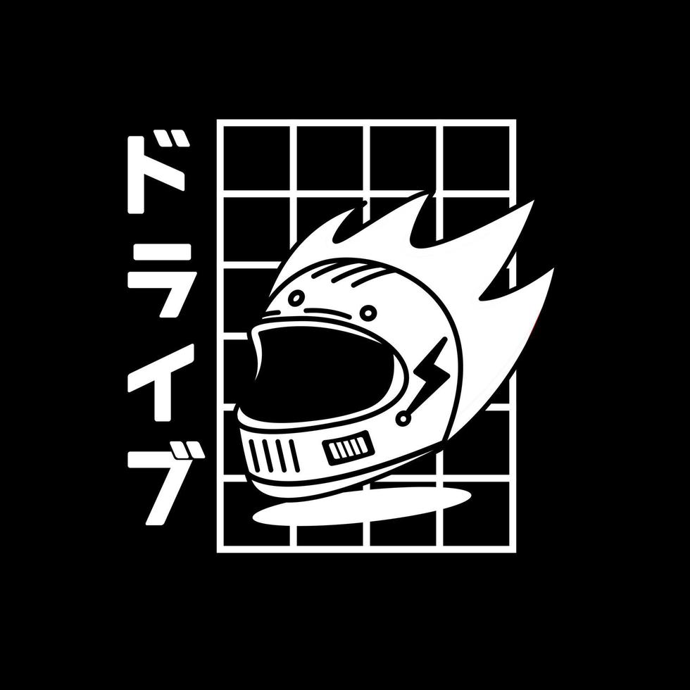 fire helmet artwork vector illustrations translations, with japanese text translation riding