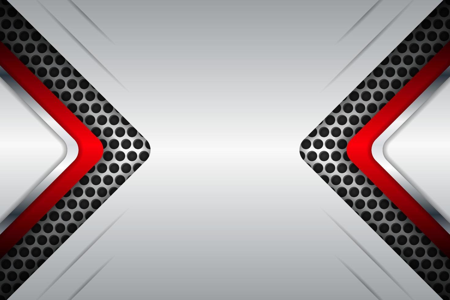 Modern Abstract Background Diagonal Metallic Shiny Red Arrow Overlapped White Layer vector