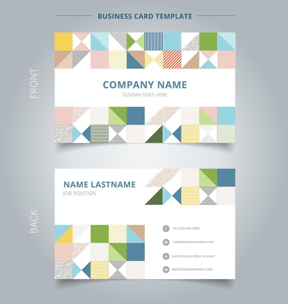 Creative business card and name card template modern geometric graphic design colorful pattern background, square, triangle, lines, dots vector