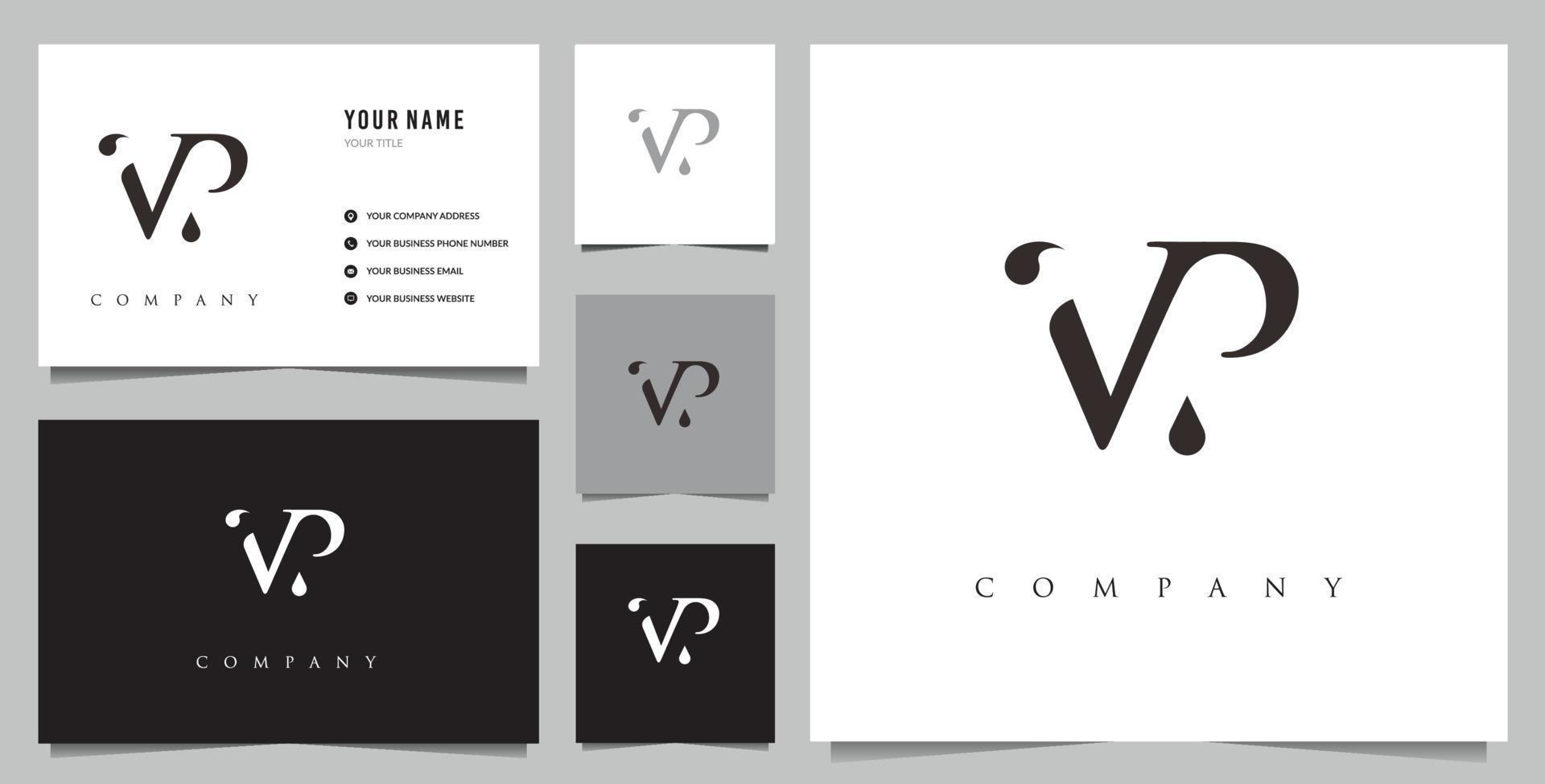 logotipo de vp inicial y tarjeta de visita. vector