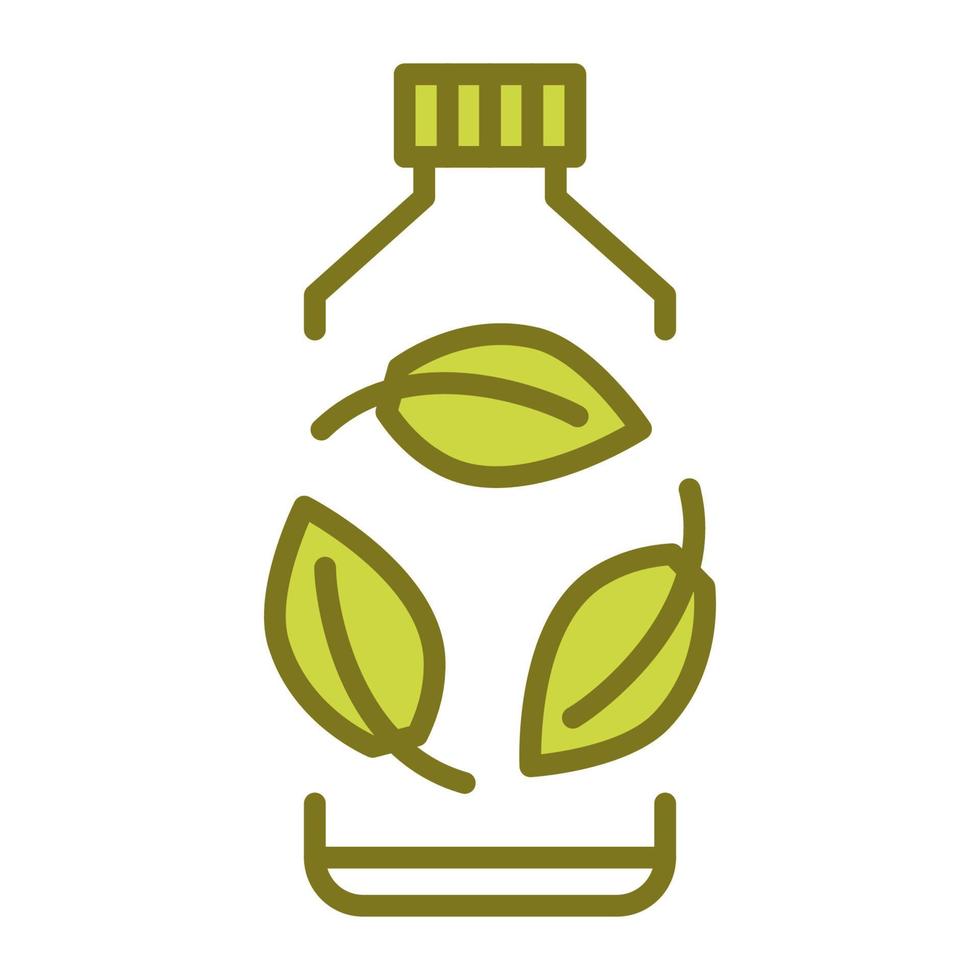 Biodegradable plastic, sign. Bio plastic bottle with green leaves. Turns to plant concept. Eco friendly compostable material production. Zero waste, nature protection concept vector