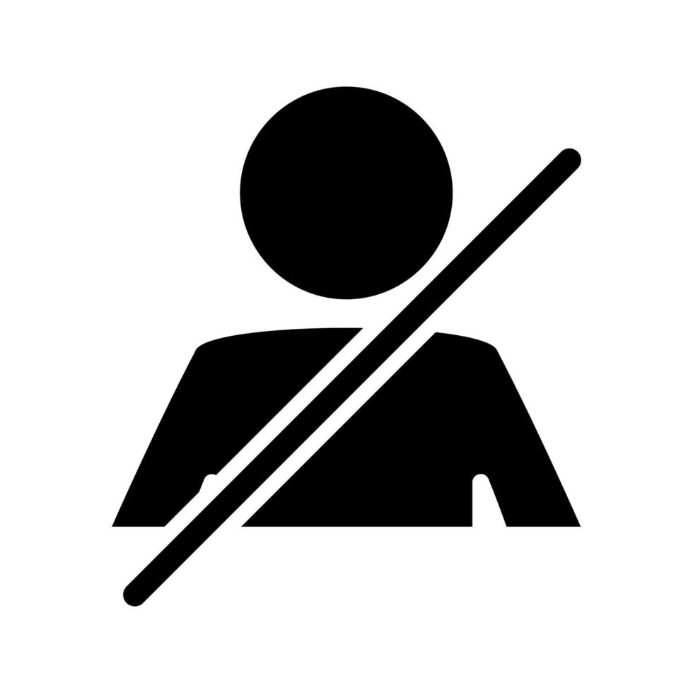 ningún icono de persona. interfaz de usuario prohibida icono. silueta de hombre símbolo simple. sin símbolo de personas. vector