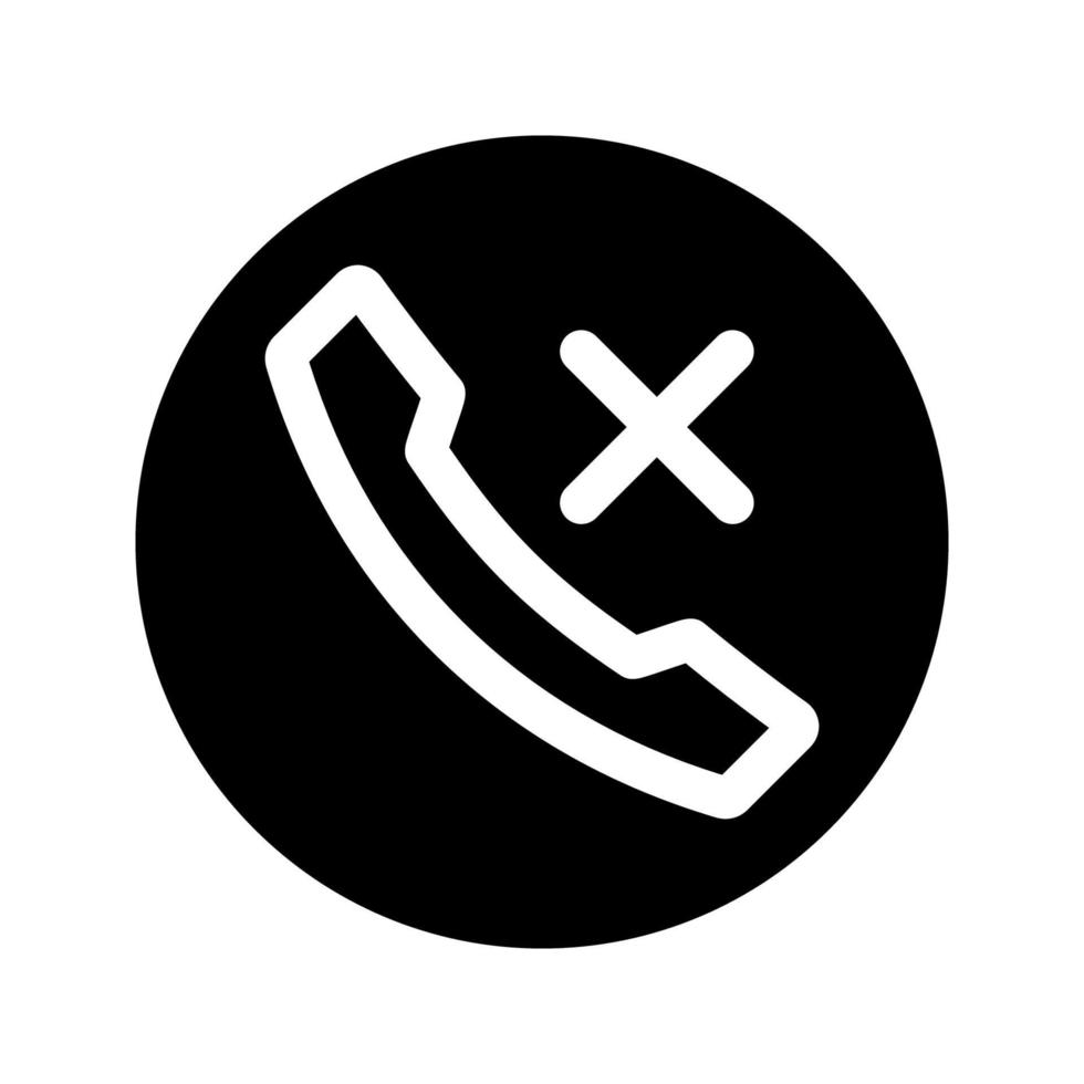 icono de teléfono prohibido. icono de llamadas telefónicas. sin respuesta. rechazar el símbolo de llamada. un símbolo de glifo en el diseño de su sitio web, logotipo, aplicación, interfaz de usuario, seminario web, chat de video, etc. vector