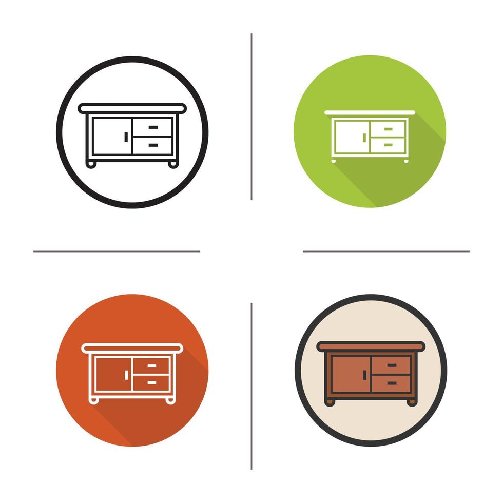 Kitchen counter icon. Flat design, linear and color styles. Isolated vector illustrations