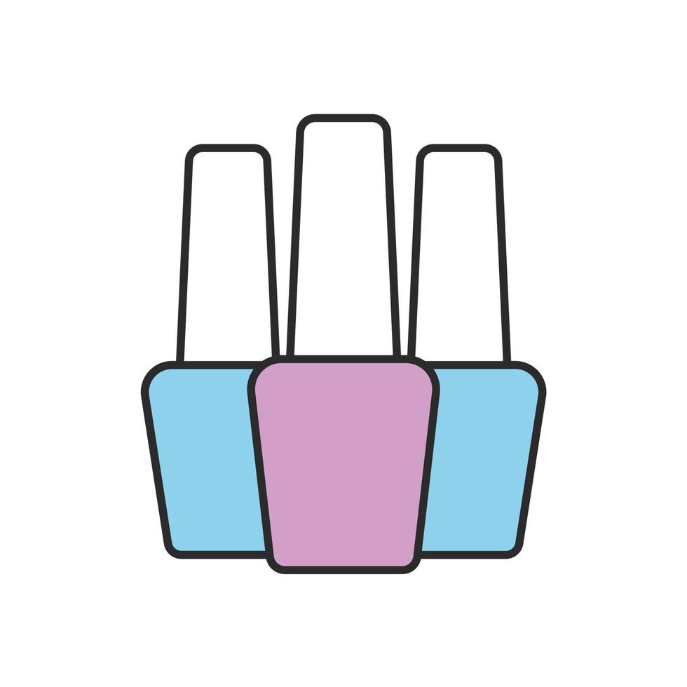 Nail polish bottles color icon. Isolated vector illustration